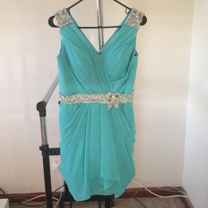 Blue short beaded cocktail dress